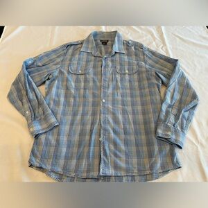 Michael Kors Men’s Blues Checkered Shirt Size XXL